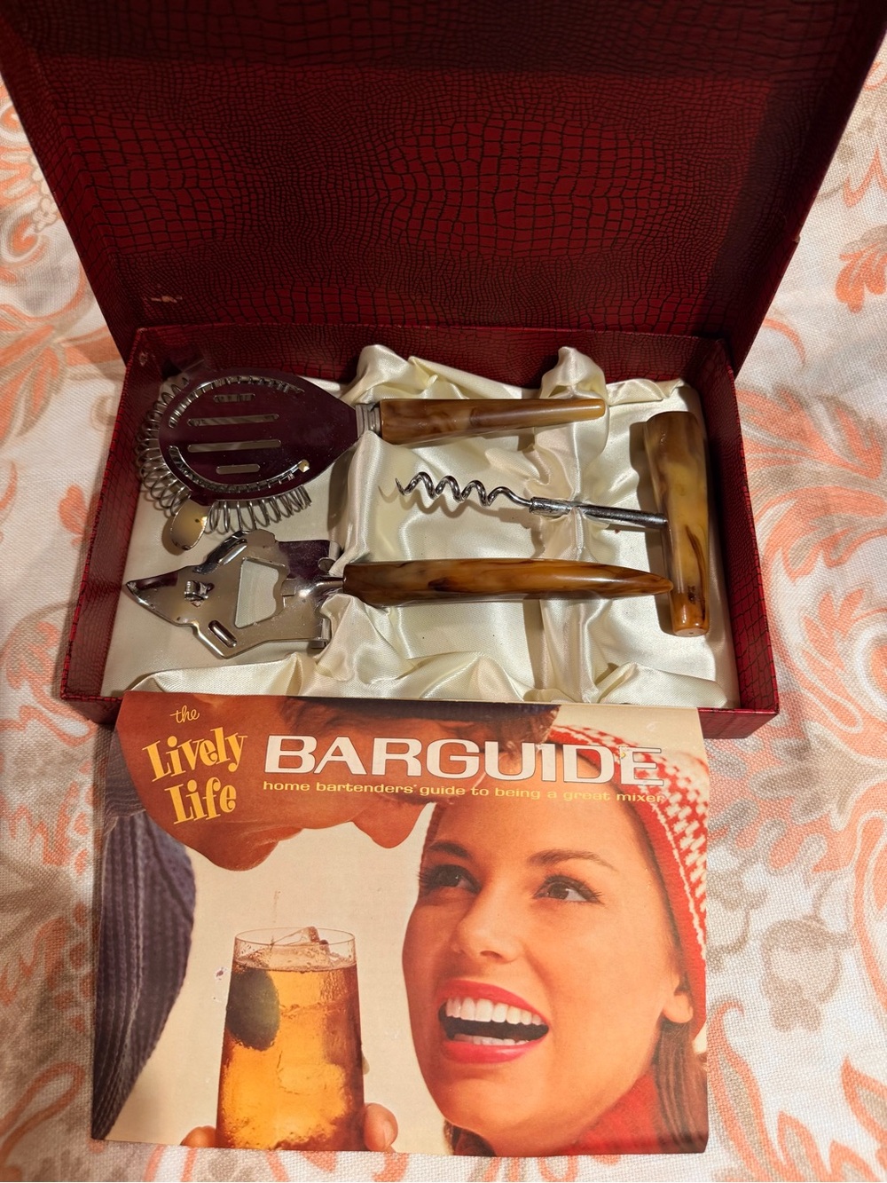 Vintage Bar Tool Set with Faux Tortoiseshell Bakelite Handles